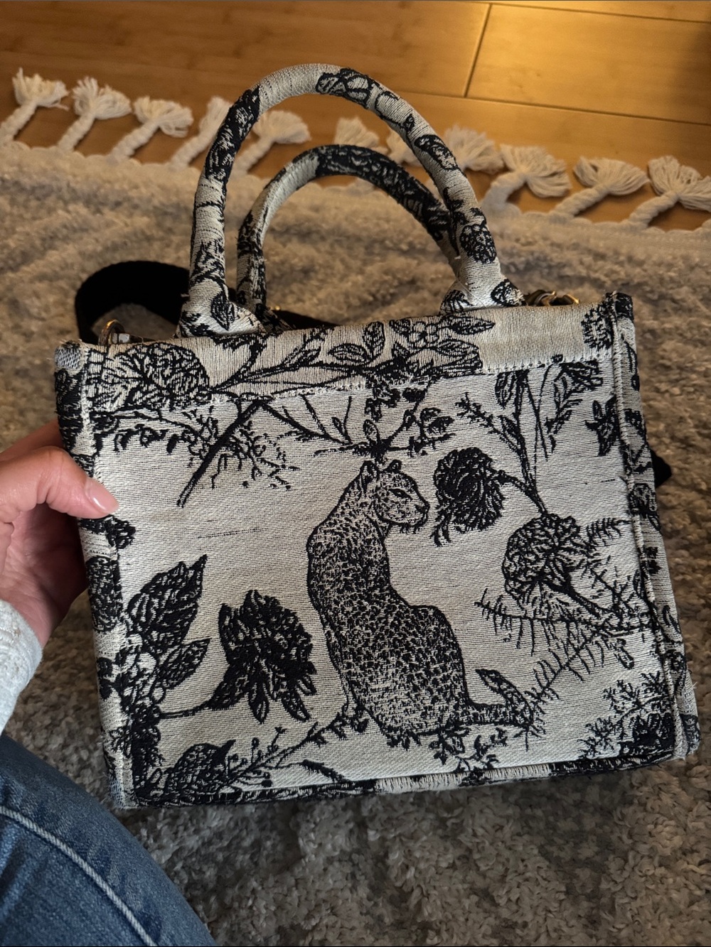 Target Black & White Botanical Leopard Top-Handle Satchel